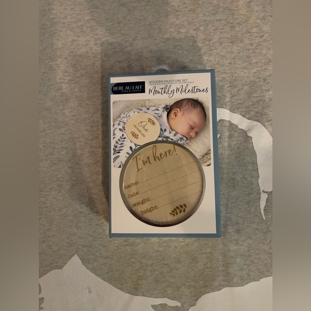 🆕 Bebe Au Lait | Monthly Milestone Wooden Disks | baby OS